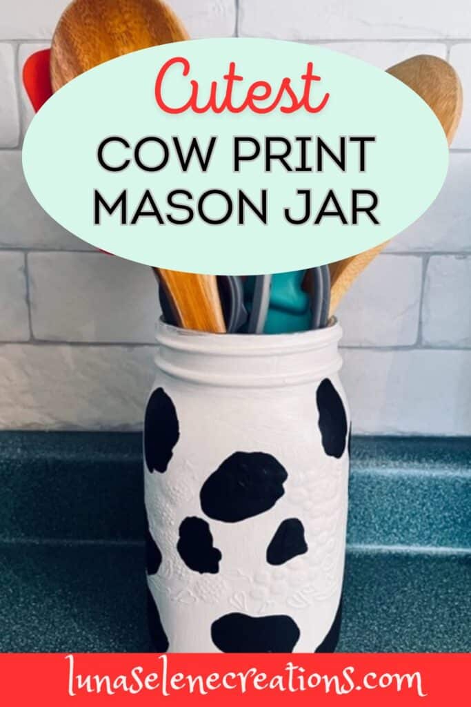 cutest cow print mason jar how to diy tutorial black and white hand painted glass jar craft