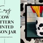 black and white cow print mason jar diy tutorial easy cow pattern painted mason jar craft